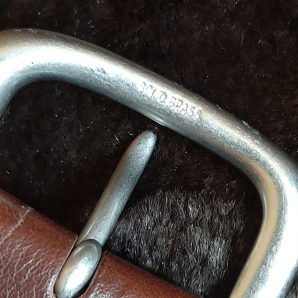 Eddie Bauer Belt Large Brown Leather Brass Western Rodeo Minimalist Office Boho - Picture 5 of 7